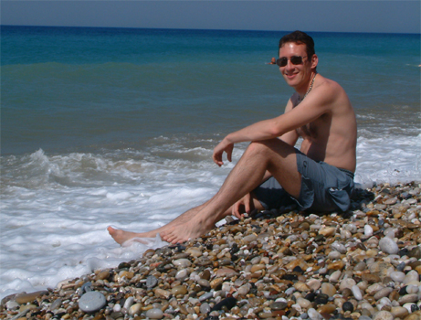 Underbart badande vid havet p&aring; den norra sidan av &ouml;n Samos, under rundresan p&aring; &ouml;n.