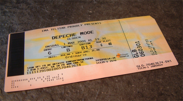Biljetten till konserten med DEPECHE&nbsp;MODE