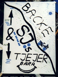 En &auml;kta killstampsskylt, min egen.